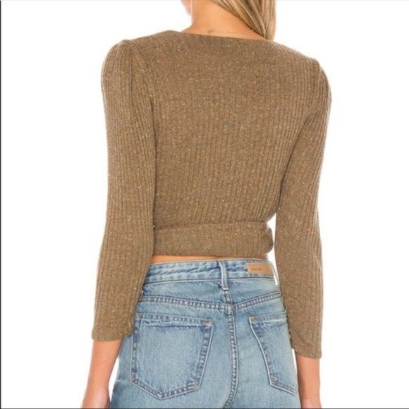 Majorelle Damien Wrap Mocha Brown Ribbed Sweater size small - Picture 2 of 10